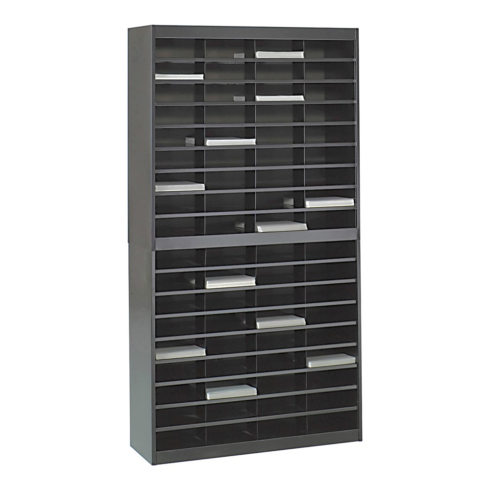 Safco 72-Compartment Literature Organizer - 750 x Sheet - 72 Compartment(s) - Compartment Size : 3" x 9" x 12.25" - 71" Height x 37.50" Width x 12.75" Depth - Floor - Interlockable - 50% Recycled - Bl. Picture 4
