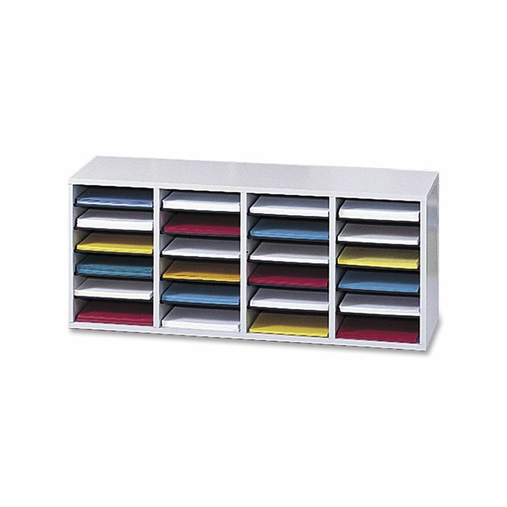Safco Adjustable Shelves Literature Organizers - 24 Compartment(s) - Compartment Size : 2.50" x 9" x 11.50" - 16.37" Height x 39.37" Width x 11.75" Depth - Gray - Wood - 1 Each. Picture 2