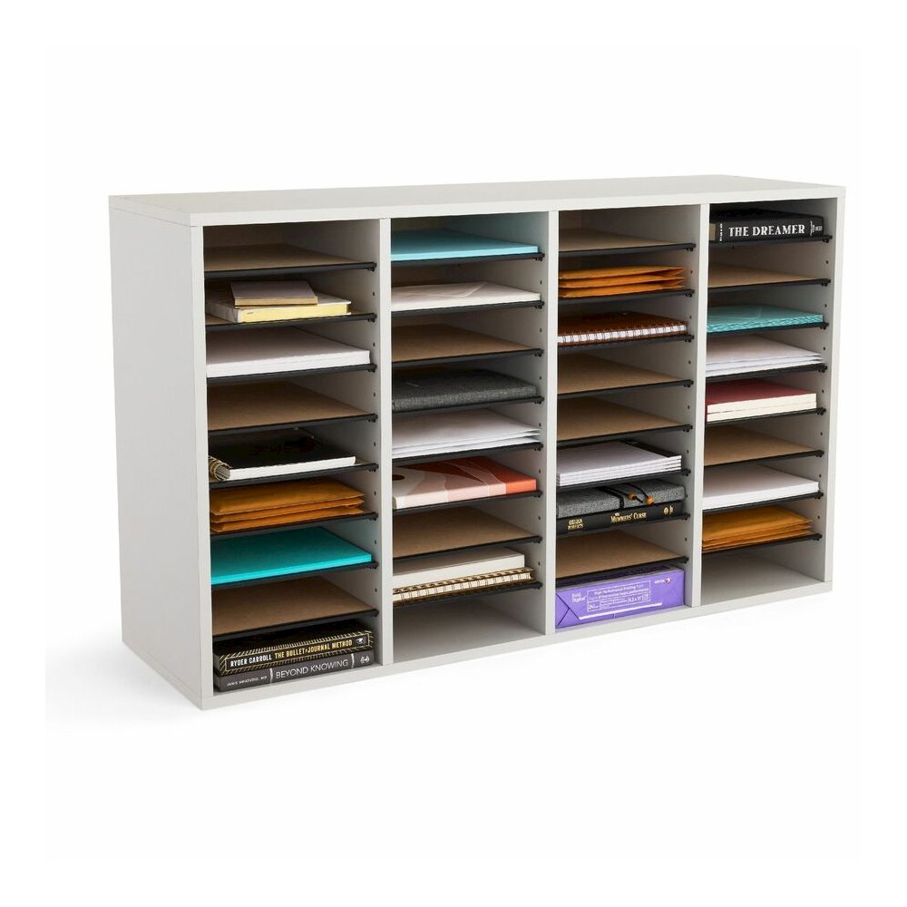 Safco Adjustable Shelves Literature Organizers - 36 Compartment(s) - Compartment Size : 2.50" x 9" x 11.50" - 24" Height x 39.38" Width x 11.75" Depth - Gray - Wood - 1 Each. Picture 2