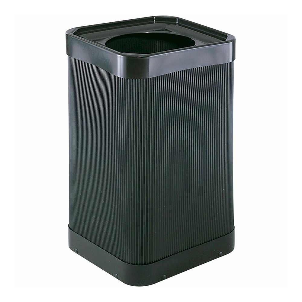 Safco At-Your-Disposal 12" Open Waste Receptacle - 38 gal Capacity - 12" Opening Diameter - 32" Height x 18" Width x 18" Depth - Polyethylene - Black - 1 Each. Picture 3