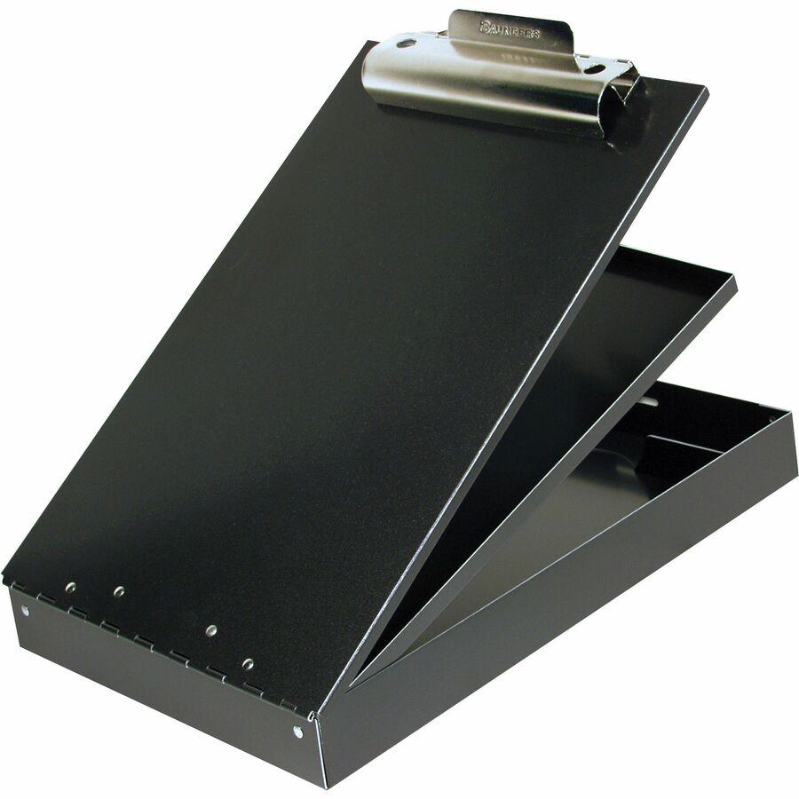 Saunders Aluminum Bottom Opening Form Holder - 1" Clip Capacity - Storage for Stationary - Bottom Opening - 8 1/2" x 12" - Aluminum - Black - 1 Each. Picture 8