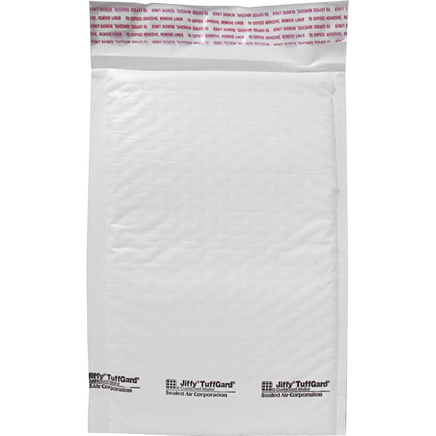 Sealed Air Tuffgard Premium Cushioned Mailers - Bubble - #0 - 6" Width x 10" Length - Peel & Seal - White - Poly - 25 / Carton. Picture 2