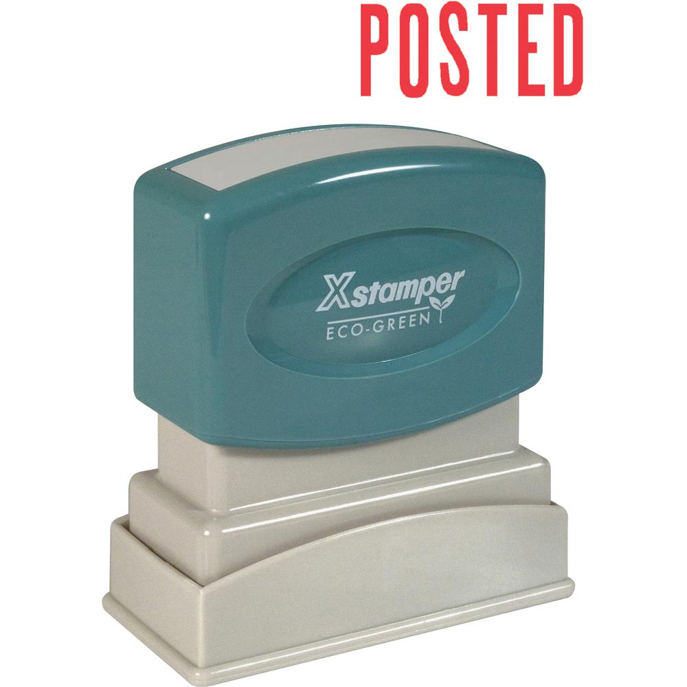 Xstamper POSTED Title Stamp - Message Stamp - "POSTED" - 0.50" Impression Width x 1.63" Impression Length - 100000 Impression(s) - Red - Recycled - 1 Each. Picture 2