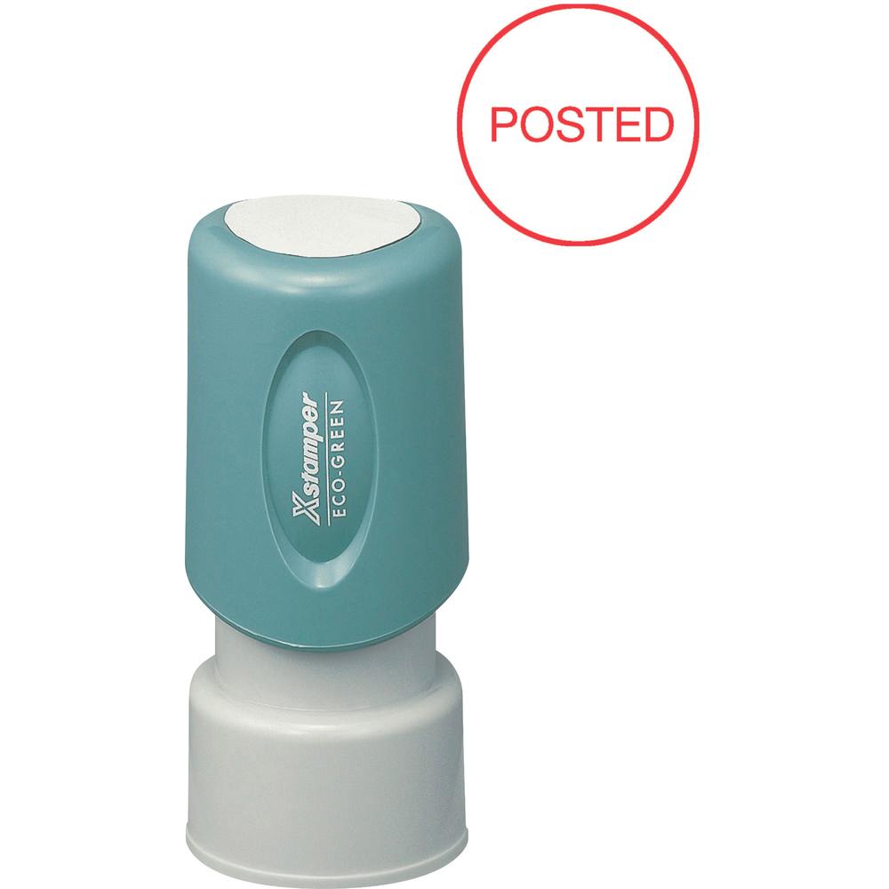 Xstamper Pre-Inked POSTED Stamp - Message Stamp - "POSTED" - 0.63" Impression Diameter - Red - Recycled - 1 Each. Picture 2