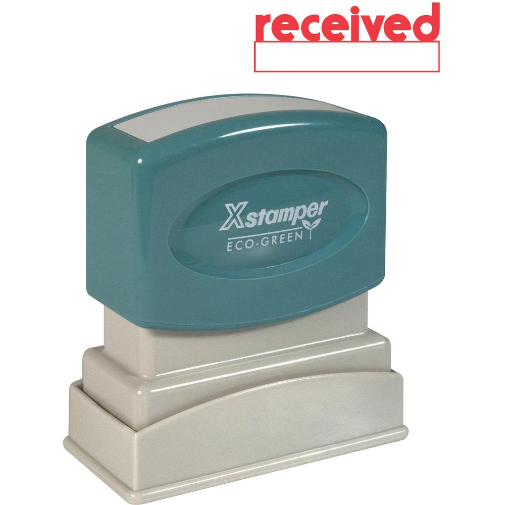 Xstamper RECEIVED Window Title Stamp - Message Stamp - "RECEIVED" - 0.50" Impression Width x 1.63" Impression Length - 100000 Impression(s) - Red - Recycled - 1 Each. Picture 2
