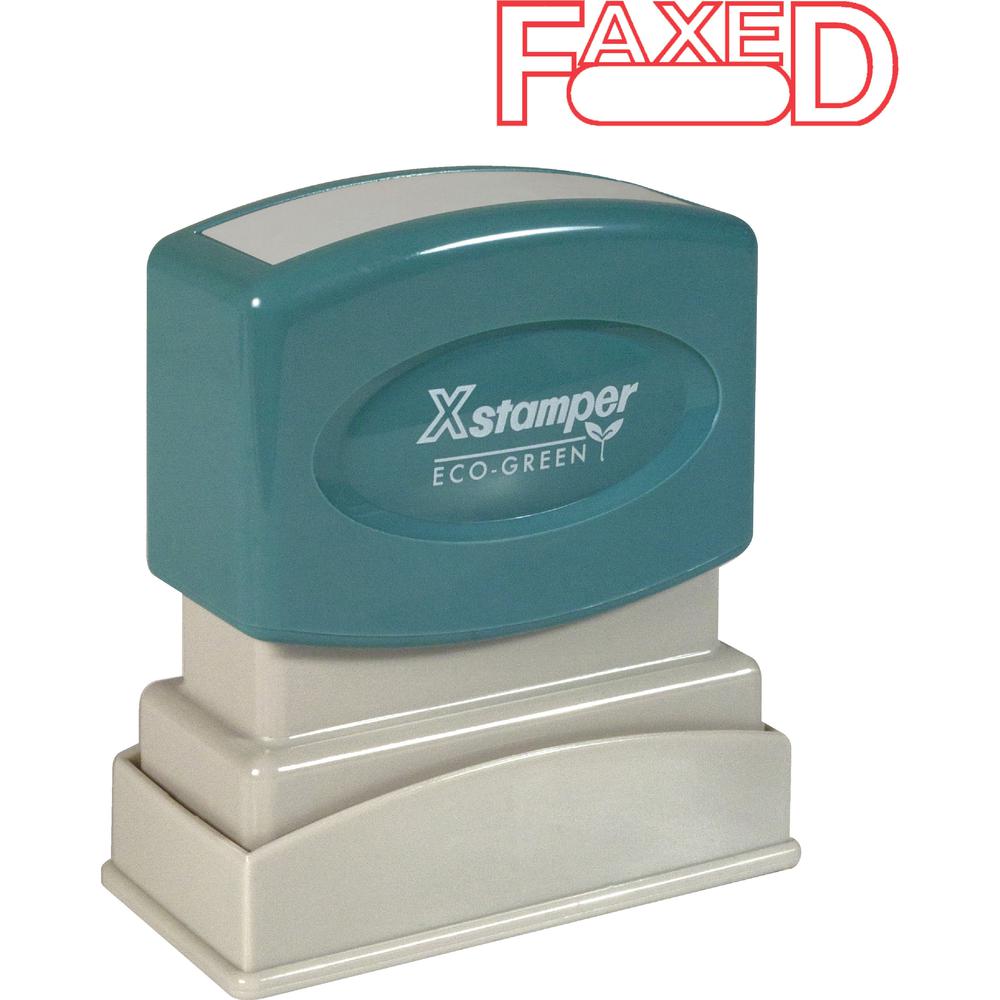 Xstamper FAXED Title Stamps - Message Stamp - "FAXED" - 0.50" Impression Width x 1.62" Impression Length - 100000 Impression(s) - Red - Recycled - 1 Each. Picture 2