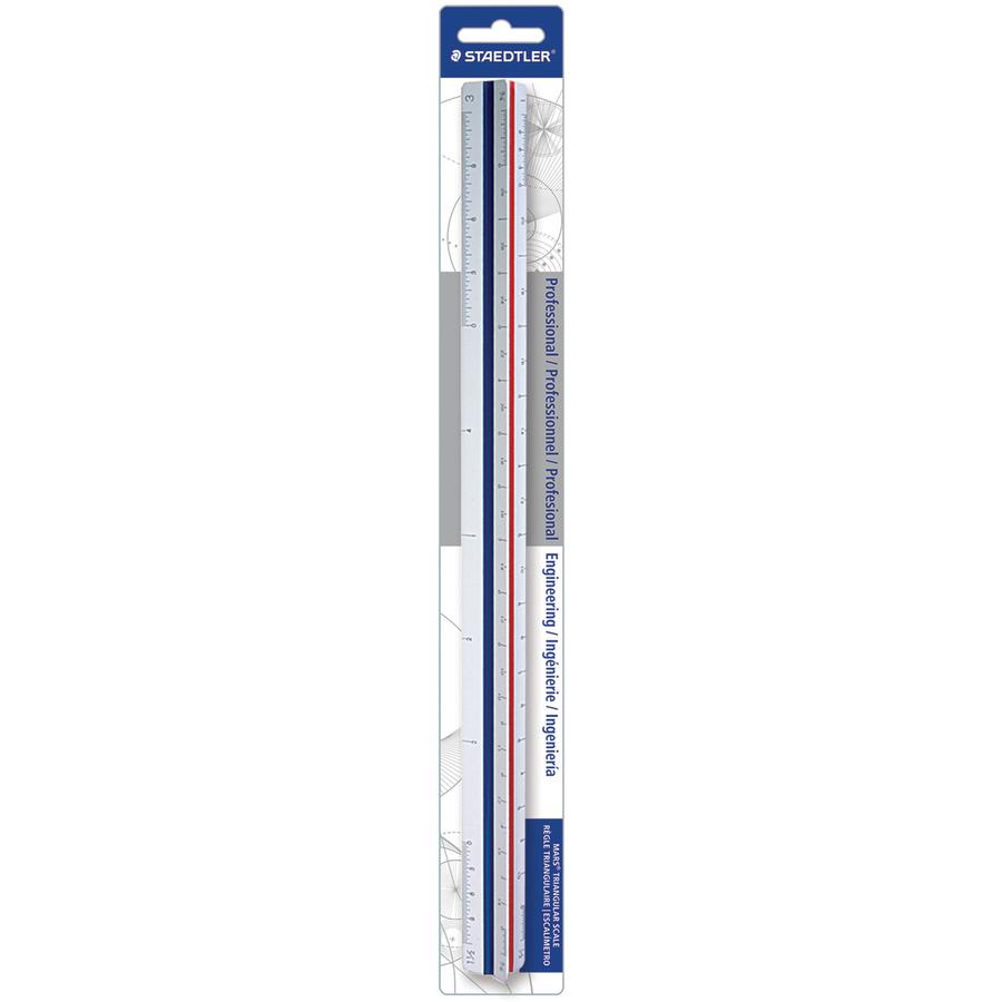 Staedtler 12" Triangular Engineer Scale - 12" Length - 10, 20, 30, 40, 50, 60 Graduations - Imperial Measuring System - Polystyrene - 1 Each - White. Picture 2