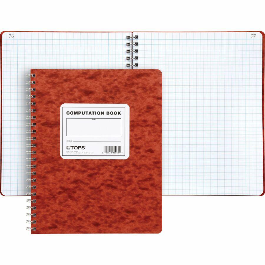 TOPS Engineer's Research & Computation Book - 76 Sheets - Wire Bound - 9 1/2" x 11 3/4" - Ivory Paper - Red Cover - Numbered, Heavyweight - 1 Each. Picture 2