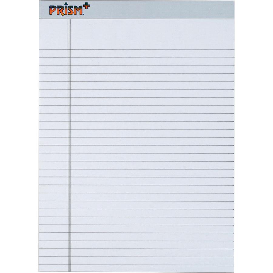 TOPS Prism Plus Colored Paper Pads - 50 Sheets - 0.34" Ruled - 16 lb Basis Weight - 8 1/2" x 11 3/4" Sheet Size - Gray Paper - Perforated, Hard Cover, Rigid, Easy Tear - 12 / Pack. Picture 2