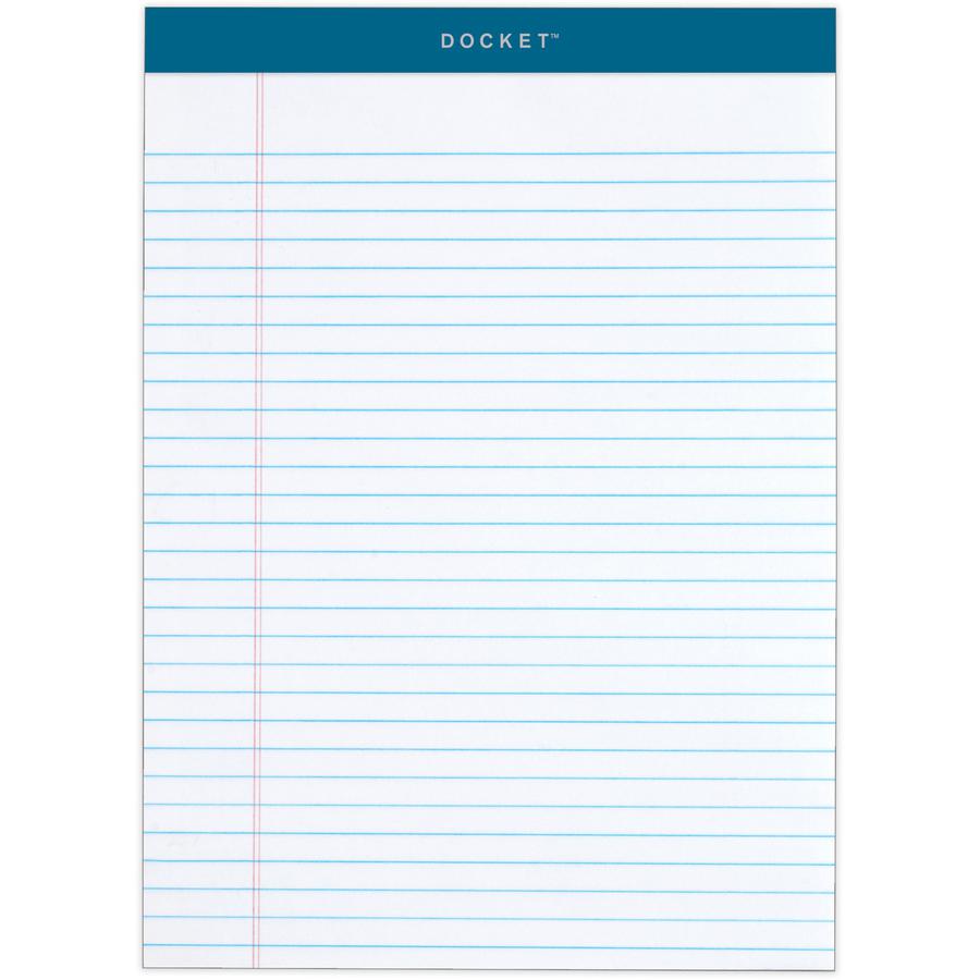 TOPS Docket Letr-Trim Legal Ruled White Legal Pads - 50 Sheets - Double Stitched - 0.34" Ruled - 16 lb Basis Weight - 8 1/2" x 11 3/4" Sheet Size - White Paper - Marble Green Binding - Perforated, Har. Picture 2