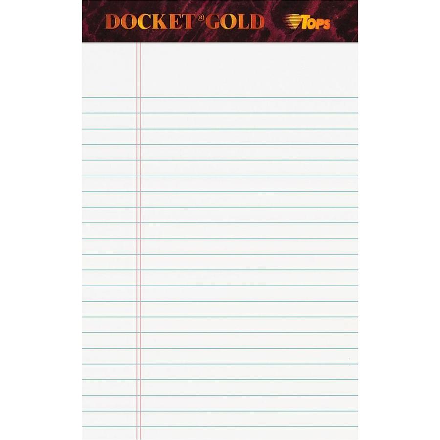 TOPS Docket Gold Jr. Legal Ruled White Legal Pads - Jr.Legal - 50 Sheets - 0.28" Ruled - 20 lb Basis Weight - Jr.Legal - 5" x 8" - White Paper - Burgundy Binding - Hard Cover, Perforated, Heavyweight . Picture 2