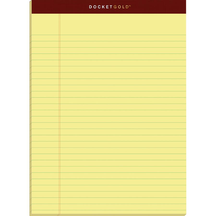 TOPS Docket Gold Legal Pads - Letter - 50 Sheets - Double Stitched - 0.34" Ruled - 20 lb Basis Weight - Letter - 8 1/2" x 11" Sheet Size - Canary Paper - Burgundy Binding - Perforated, Hard Cover, Hea. Picture 2