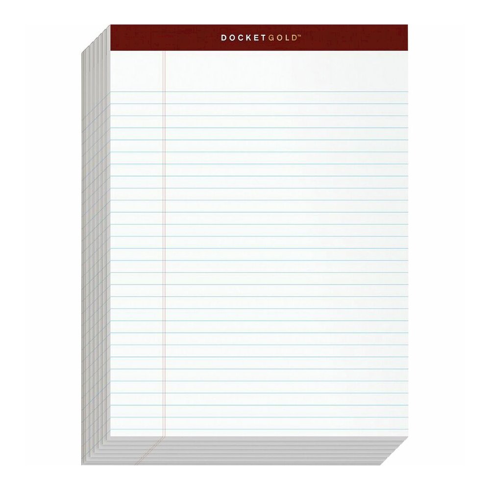 TOPS Docket Gold Legal Ruled White Legal Pads - 50 Sheets - Double Stitched - 0.34" Ruled - 20 lb Basis Weight - 8 1/2" x 11 3/4" Sheet Size - White Paper - Burgundy Binding - Perforated, Hard Cover, . Picture 6