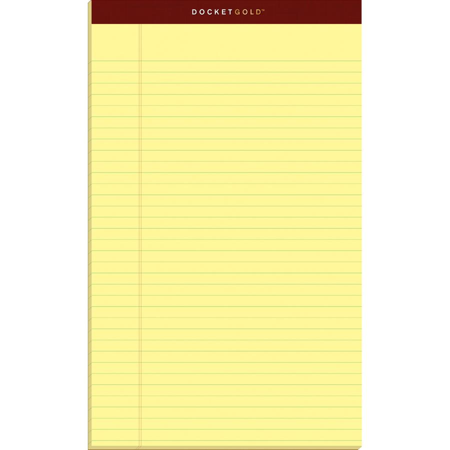 TOPS Docket Gold Legal Pads - Legal - 50 Sheets - Double Stitched - 0.34" Ruled - 20 lb Basis Weight - Legal - 8 1/2" x 14" - Canary Paper - Burgundy Binding - Perforated, Hard Cover, Heavyweight, Res. Picture 2