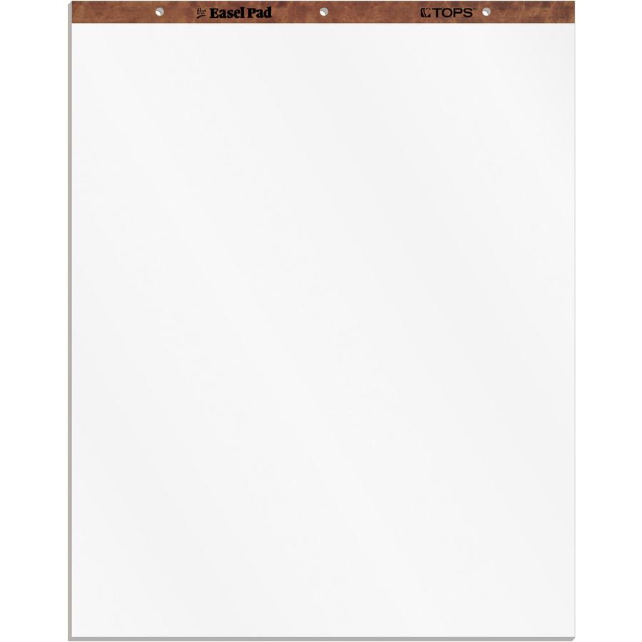 TOPS Plain Paper Easel Pads - 50 Sheets - Plain - 16 lb Basis Weight - 27" x 34" Sheet Size - White Paper - Perforated, Bond Paper, Leatherette Head Strip - 2 / Carton. Picture 2