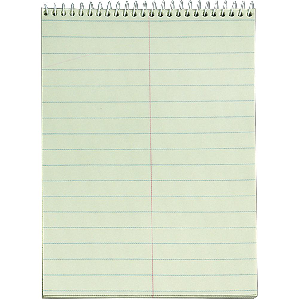 TOPS Green Tint Steno Books - 60 Sheets - Wire Bound - Ruled Margin - 6" x 9" Sheet Size - Green Paper - Hardboard Cover - WireLock - 12 / Pack. Picture 3