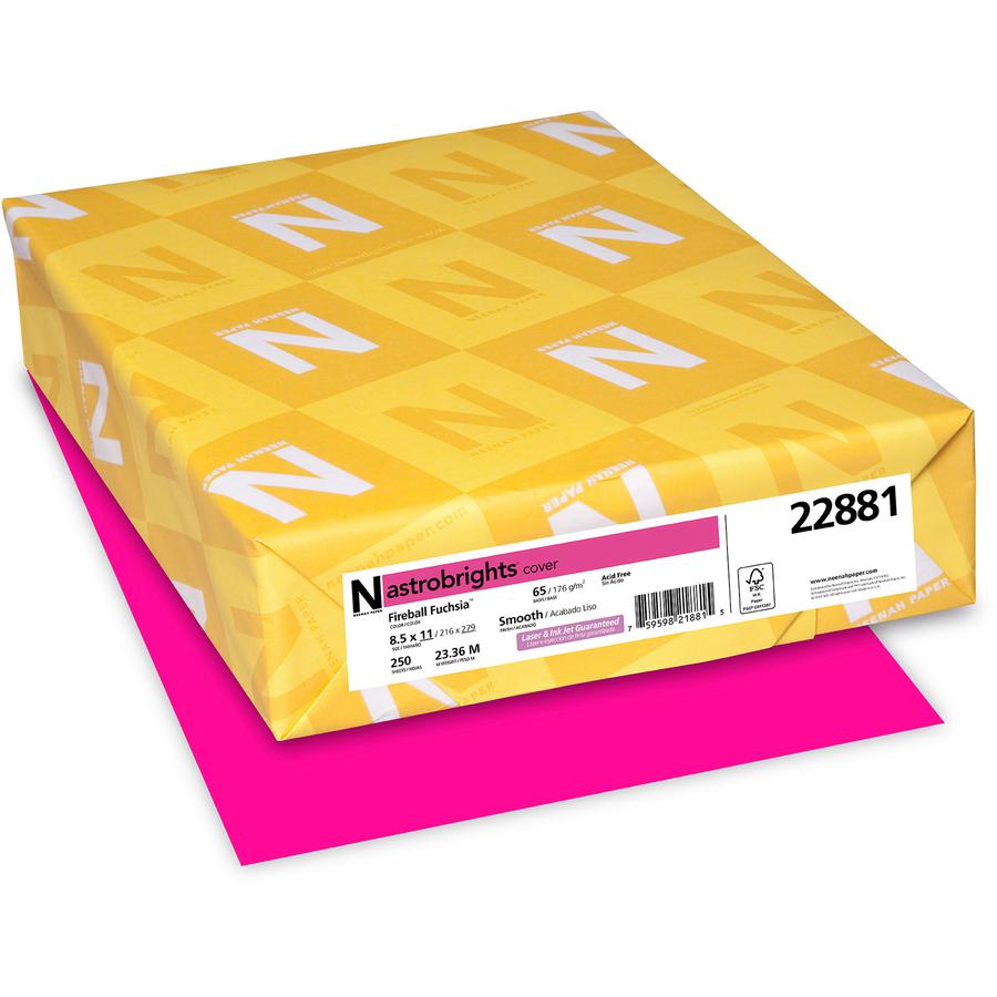 Astrobrights Color Card Stock - Fireball Fuchsia - Letter - 8 1/2" x 11" - 65 lb Basis Weight - Smooth - 250 / Pack - Acid-free, Lignin-free, Durable, Heavyweight - Fireball Fuchsia. Picture 5