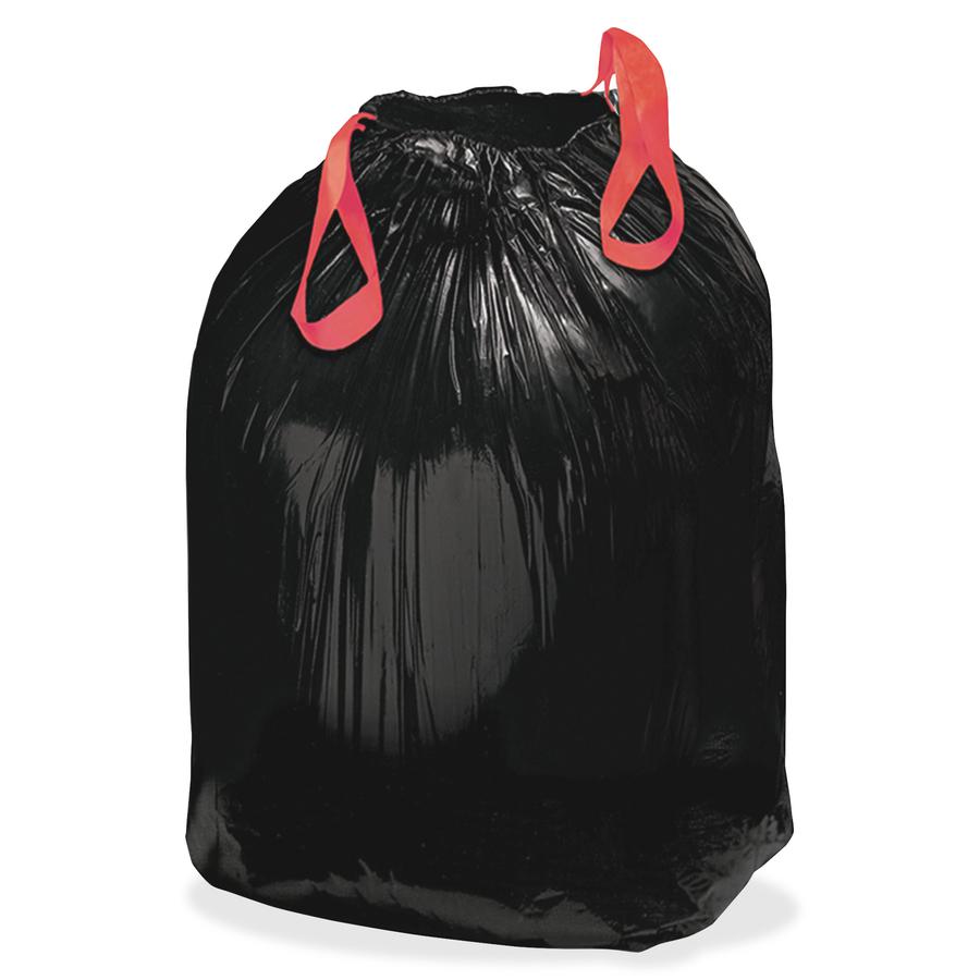 Berry Drawstring Trash Liners - Medium Size - 33 gal Capacity - 38" Length x 33.50" Width x 1.20 mil (30 Micron) Thickness - Drawstring Closure - Black - Resin - Office Waste - 1 Carton. Picture 3