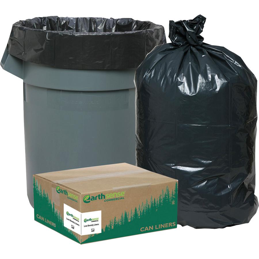 Berry Reclaim Heavy-Duty Recycled Can Liners - Small Size - 10 gal Capacity - 23" Length x 24" Width x 0.85 mil (22 Micron) Thickness - Low Density - Black - Plastic - Recycled - 500 / Carton. Picture 3