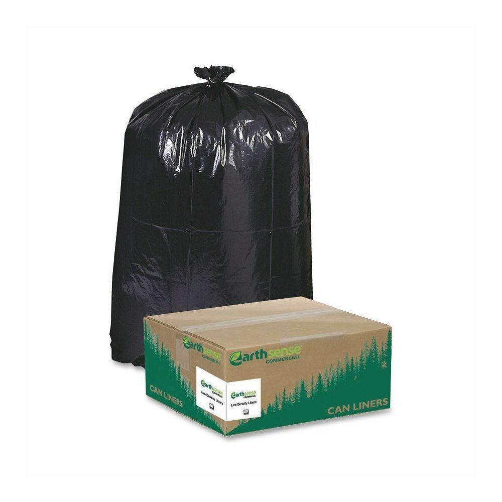 Berry Reclaim Heavy-Duty Recycled Can Liners - Medium Size - 33 gal Capacity - 39" Length x 33" Width x 1.25 mil (32 Micron) Thickness - Low Density - Black - Plastic - Recycled - 100 / Carton. Picture 3