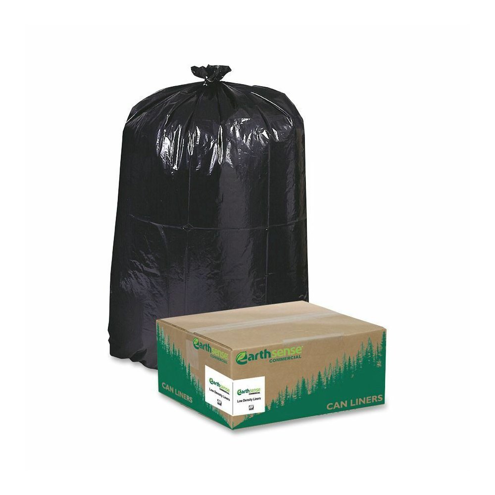 Berry Reclaim Heavy-Duty Recycled Can Liners - Large Size - 45 gal Capacity - 46" Length x 40" Width x 1.25 mil (32 Micron) Thickness - Low Density - Black - Plastic - Recycled - 100 / Carton. Picture 3