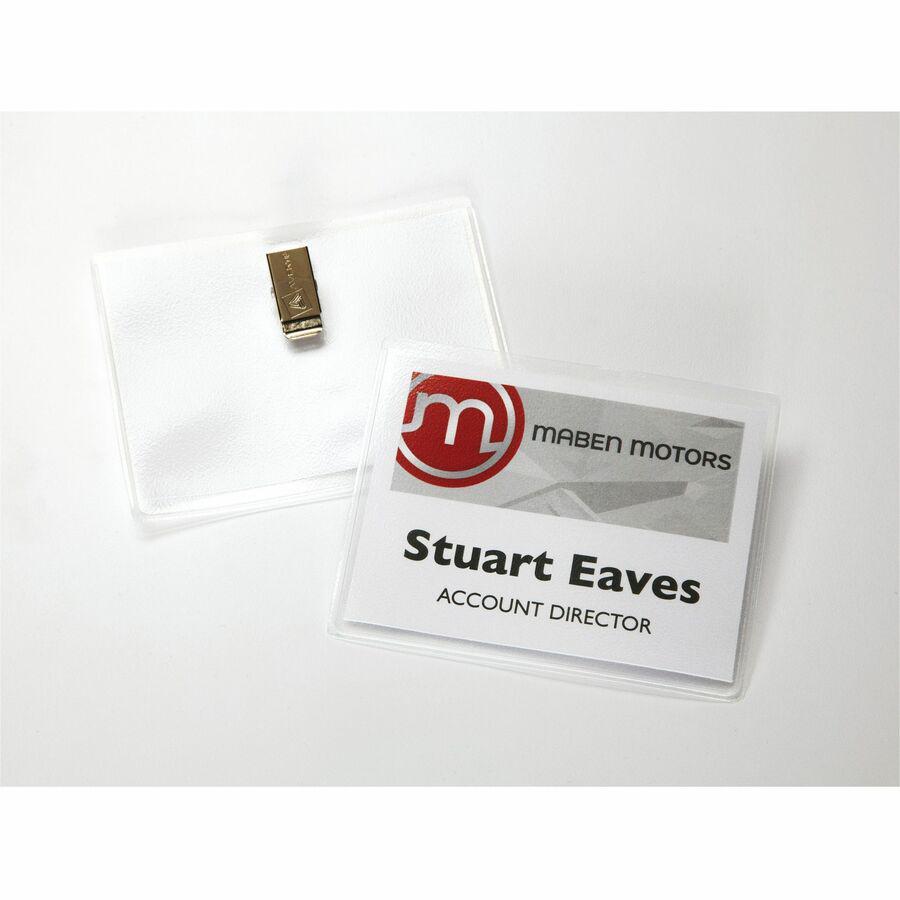 Avery&reg; Name Badges with Clips, 3" x 4" , 40 Badges (5384) - 8 1/2" x 11" - Printable, Durable, Clip, Reusable, Perforated, Self-adhesive, Flexible - White - 1 Box. Picture 9