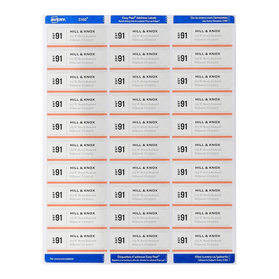 Avery&reg; Easy Peel&reg; Address Labels with Sure Feed™ Technology - 1" Width x 2 5/8" Length - Permanent Adhesive - Rectangle - Laser - Matte - White - Paper - 30 / Sheet - 100 Total Sheets - . Picture 4