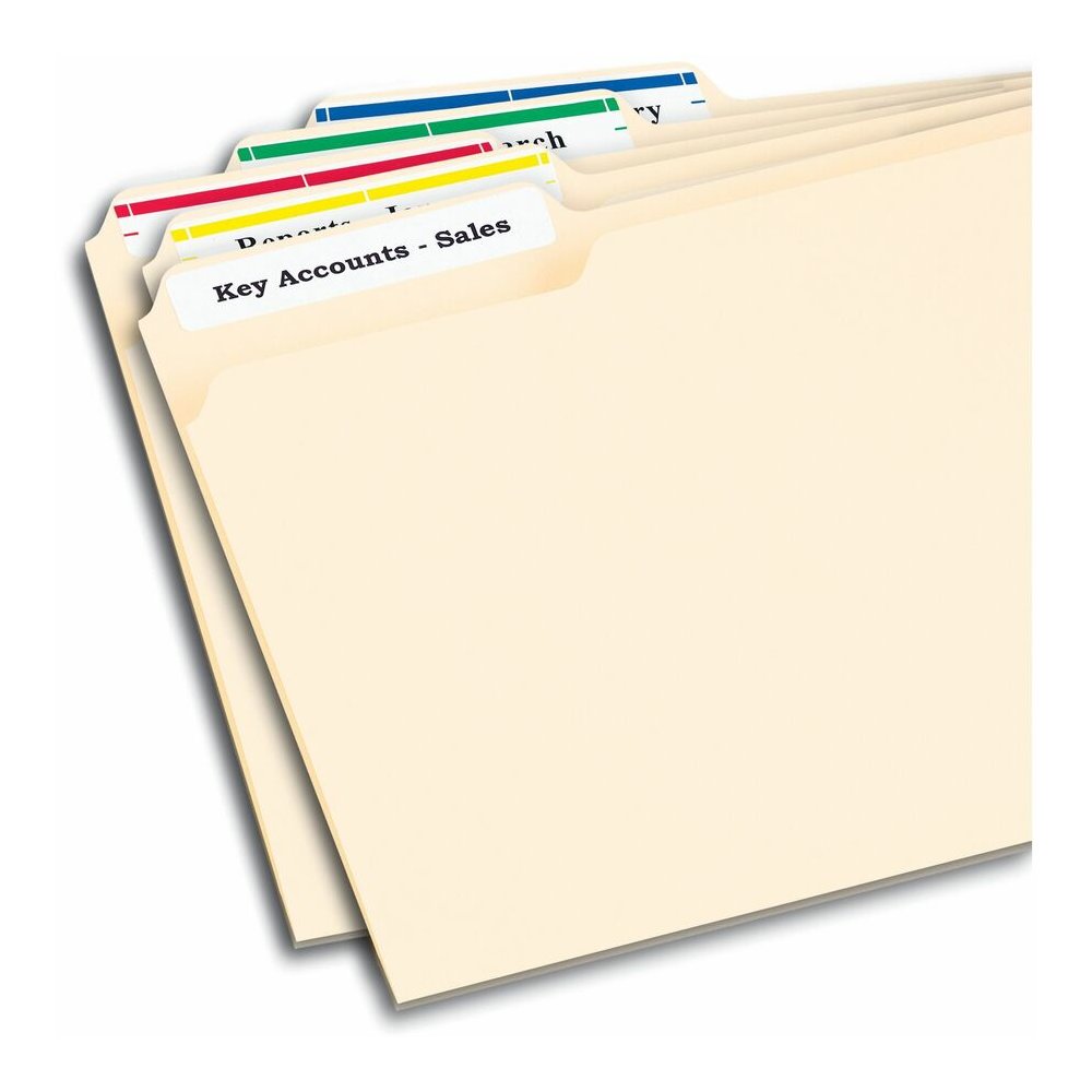 Avery&reg; File Folder Labels, 2/3" x 3-7/16" , Assorted Colors (5266) - x 2/3" Width x 3 7/16" Length - Permanent Adhesive - Rectangle - Laser, Inkjet - Matte - Yellow, Green, Red, White - Paper - 30. Picture 6