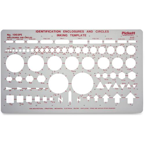 Chartpak Circle/Identification Template - Circle, Square, Hexagon, Rectangle, Diamond, Directional Arrow - 5.9" x 10" - Gray. Picture 2