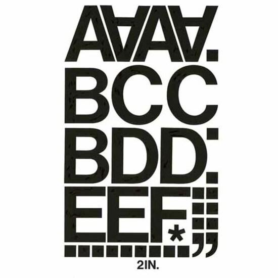 Chartpak Vinyl Helvetica Style Letters/Numbers - 10 x Numbers, 67 x Capital Letters Shape - Self-adhesive - Helvetica Style - Easy to Use - 2" Height - Black - Vinyl - 77 / Pack. Picture 2