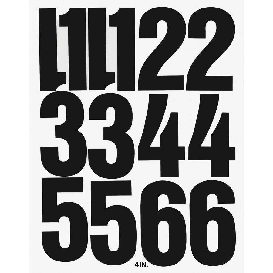 Chartpak Permanent Adhesive Vinyl Numbers - 23 x Numbers Shape - Self-adhesive - Helvetica Style - Easy to Use - 4" Height - Black - Vinyl - 23 / Pack. Picture 3