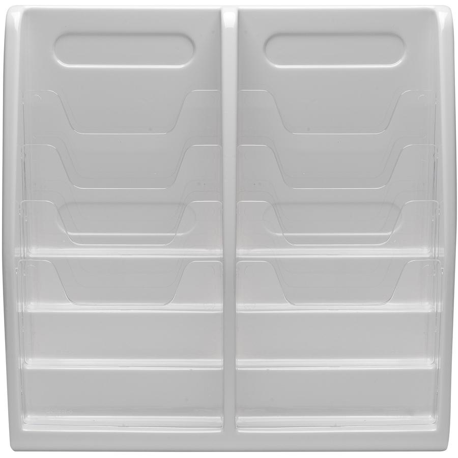 Deflecto Multi-Compartment Literature Display - 8 Pocket(s) - 19.8" Height x 20.3" Width x 5" DepthDesktop - Durable, Lightweight - Gray - Plastic - 1 Each. Picture 5