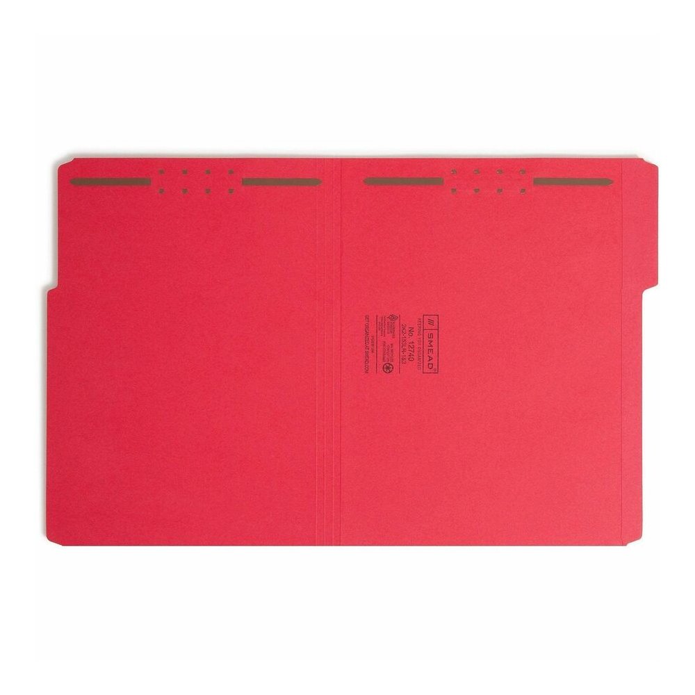 Smead Colored 1/3 Tab Cut Letter Recycled Fastener Folder - 8 1/2" x 11" - 3/4" Expansion - 2 x 2K Fastener - 2" for Folder - Top Tab Location - Assorted Tab Position - 11 pt. - 2 Plys - Red - Reinfor. Picture 8
