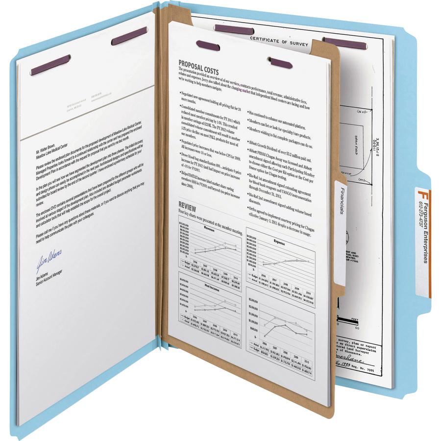 Smead SafeSHIELD 2/5 Tab Cut Letter Recycled Classification Folder - 8 1/2" x 11" - 2" Expansion - 2 x 2S Fastener(s) - 2" Fastener Capacity for Folder - Top Tab Location - Right of Center Tab Positio. Picture 9