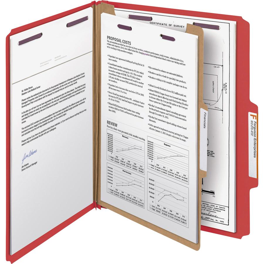 Smead SafeSHIELD 2/5 Tab Cut Letter Recycled Classification Folder - 8 1/2" x 11" - 2" Expansion - 2 x 2S Fastener - 2" for Folder - Top Tab Location - Right of Center Tab Position - 1 Divider - 25 pt. Picture 7