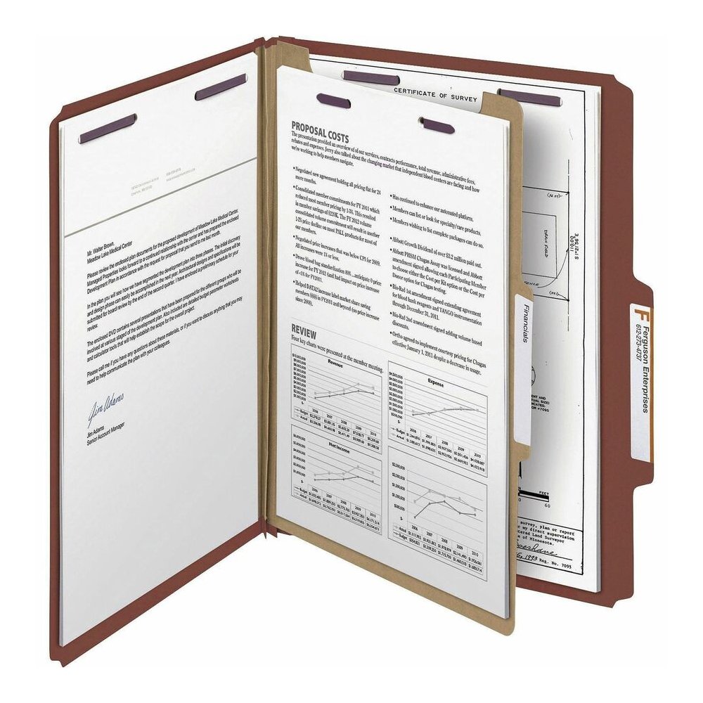 Smead SafeSHIELD 2/5 Tab Cut Letter Recycled Classification Folder - 8 1/2" x 11" - 2" Expansion - 2 x 2S Fastener - Folder - Top Tab Location - Right of Center Tab Position - 1 Divider - 25 pt. - Pre. Picture 8