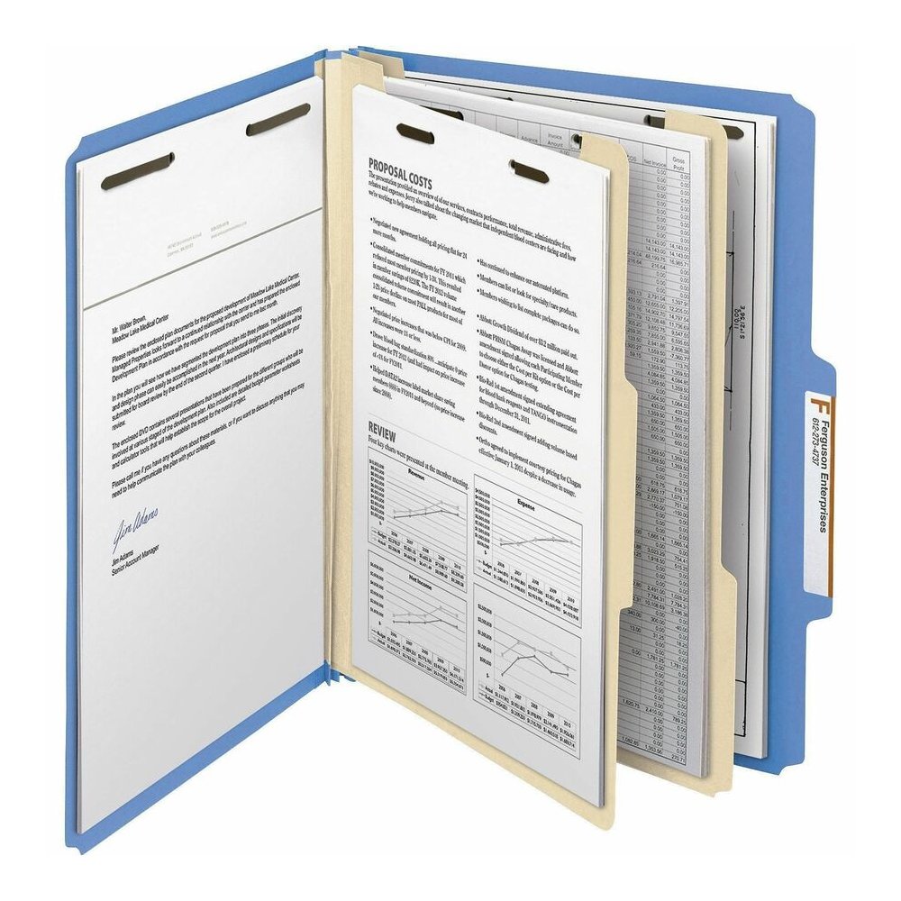 Smead Colored 2/5 Tab Cut Letter Recycled Classification Folder - 8 1/2" x 11" - 2" Expansion - 2 x 2B Fastener - 2" for Folder - Top Tab Location - Right of Center Tab Position - 2 Divider - 14 pt. -. Picture 9