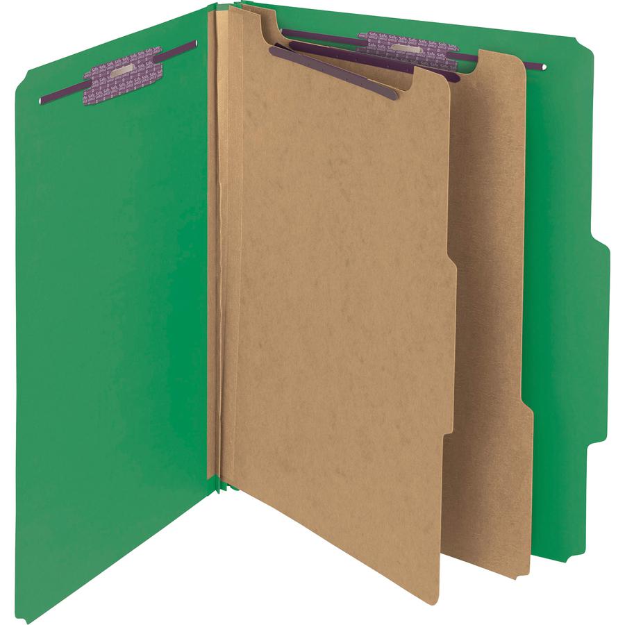 Smead SafeSHIELD 2/5 Tab Cut Letter Recycled Classification Folder - 8 1/2" x 11" - 2" Expansion - 2 x 2S Fastener(s) - 2" Fastener Capacity for Folder - Top Tab Location - Right of Center Tab Positio. Picture 11