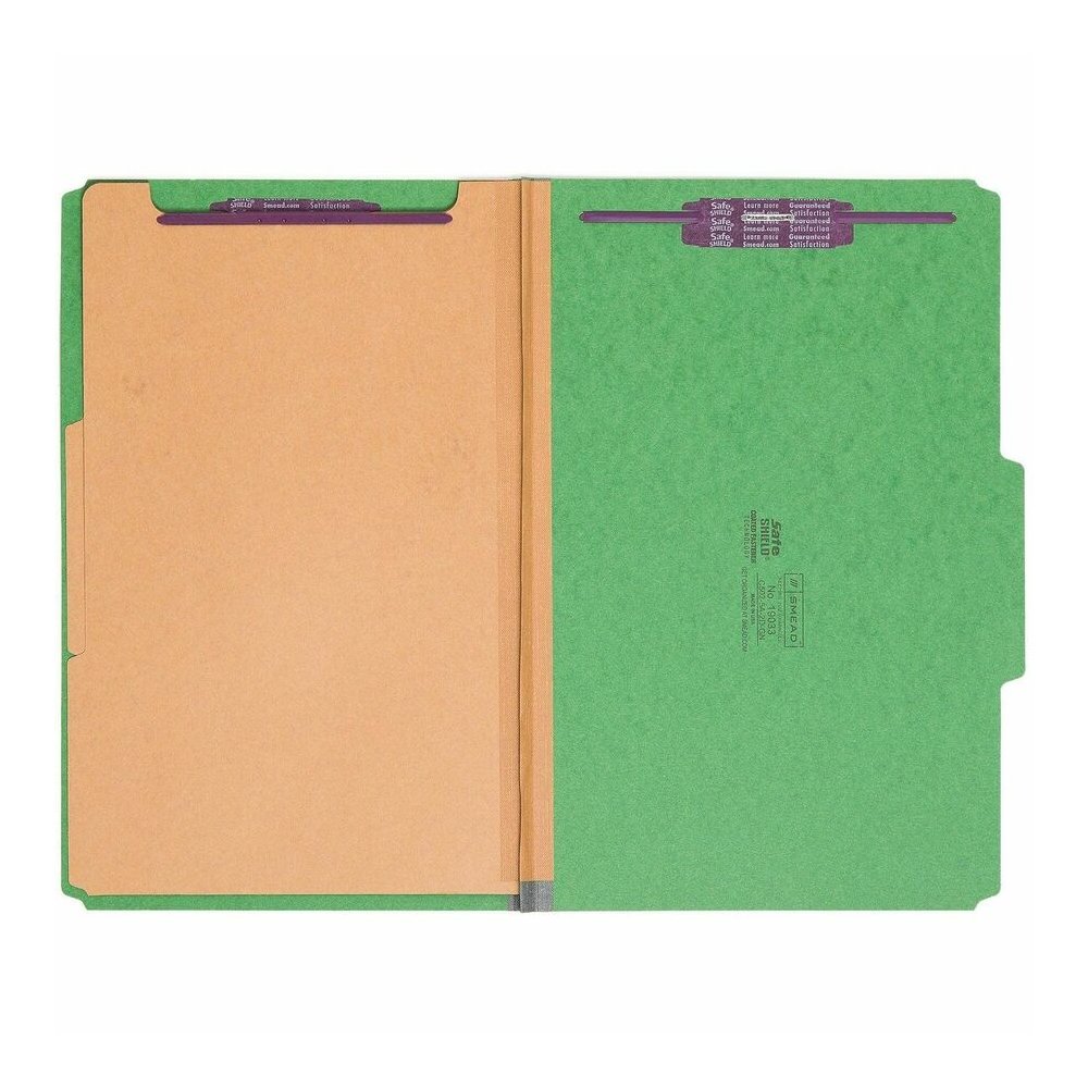 Smead SafeSHIELD 2/5 Tab Cut Legal Yes Classification Folder - 8 1/2" x 14" - 2" Expansion - 2 x 2S Fastener - 2" for Folder - Top Tab Location - Right of Center Tab Position - 2 Divider - 25 pt. - Pr. Picture 6