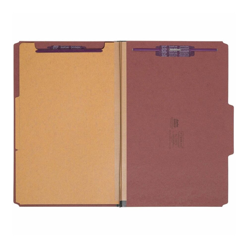 Smead SafeSHIELD 2/5 Tab Cut Legal Recycled Classification Folder - 8 1/2" x 14" - 2" Expansion - 2 x 2S Fastener - 2" for Folder - Top Tab Location - Right of Center Tab Position - 2 Divider - 25 pt.. Picture 7