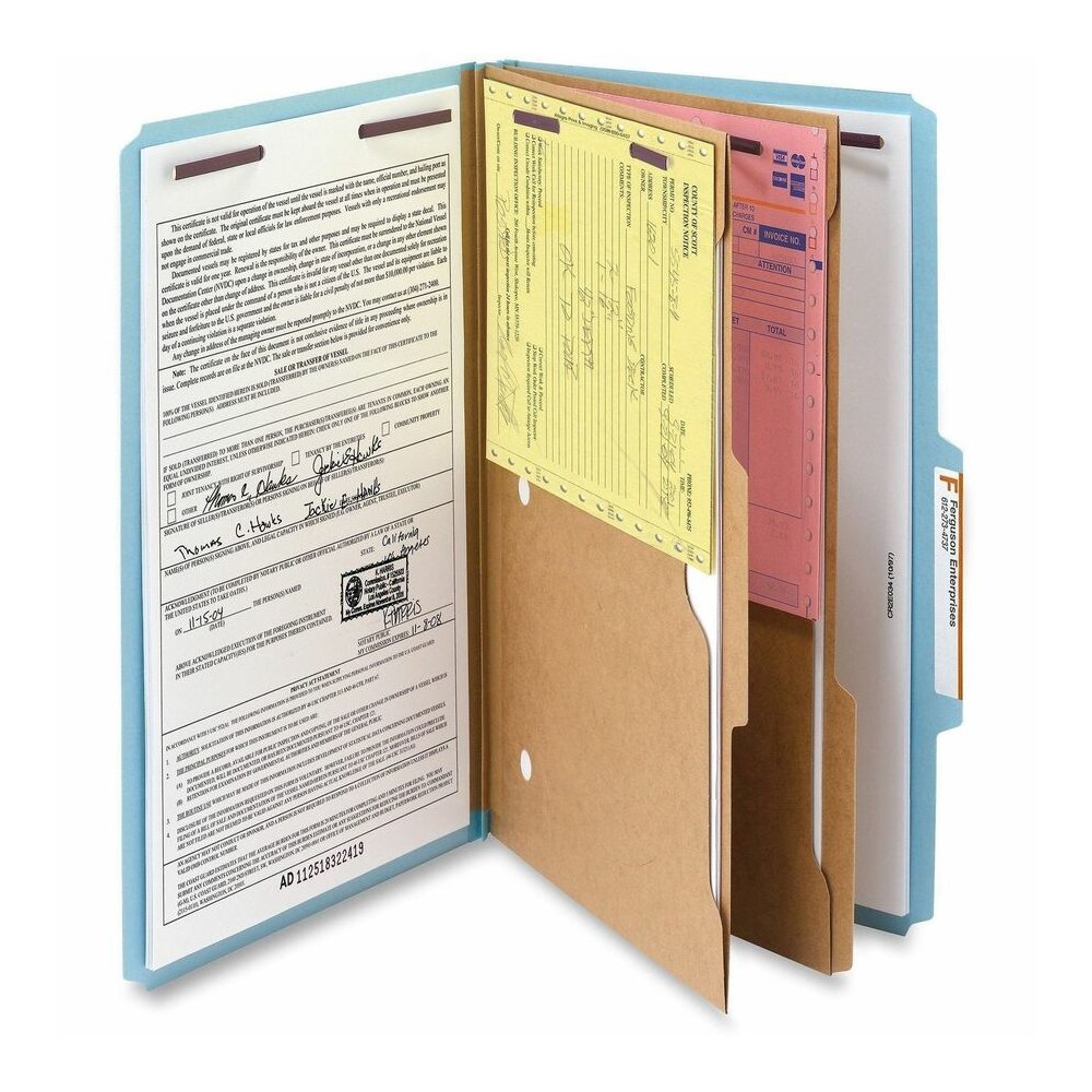 Smead SafeSHIELD 2/5 Tab Cut Legal Recycled Classification Folder - 8 1/2" x 14" - 2" Expansion - 2 x 2S Fastener - 2" for Folder - 2 Pocket - Top Tab Location - Right of Center Tab Position - 2 Divid. Picture 8