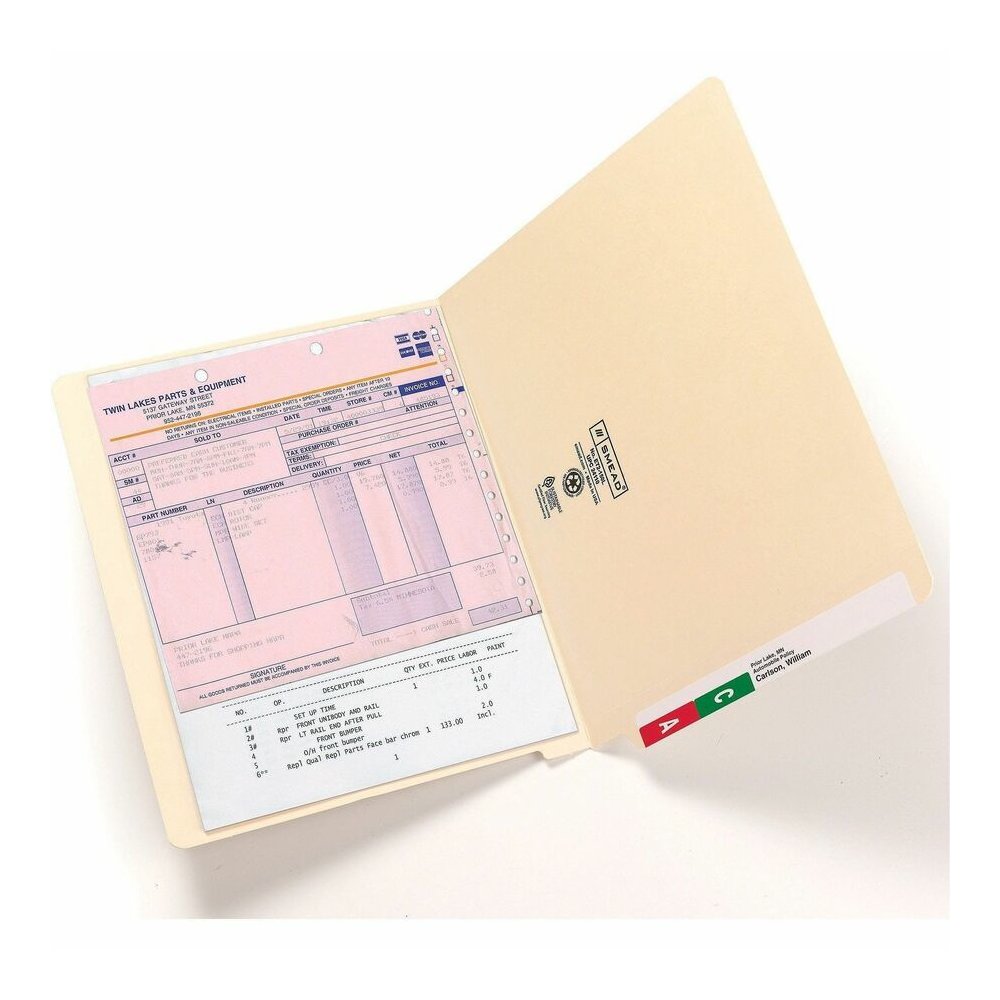 Smead Shelf-Master Straight Tab Cut Letter Recycled End Tab File Folder - 8 1/2" x 11" - 3/4" Expansion - 11 pt. - 2 Plys - Manila - Reinforced Tab, Embossed - 10% Recycled - 100 / Box. Picture 9