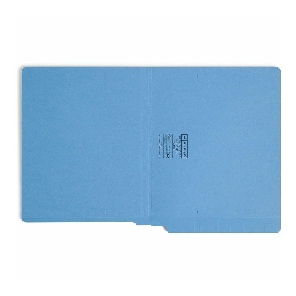 Smead Shelf-Master Straight Tab Cut Letter Recycled End Tab File Folder - 8 1/2" x 11" - 3/4" Expansion - 11 pt. - 2 Plys - Blue - Heavy Duty, Reinforced Tab - 10% Recycled - 100 / Box. Picture 9