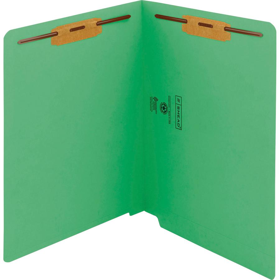 Smead Shelf-Master Straight Tab Cut Letter Recycled Fastener Folder - 8 1/2" x 11" - 3/4" Expansion - 2 x 2B Fastener(s) - 2" Fastener Capacity for Folder - End Tab Location - Green - 10% Recycled - 5. Picture 7