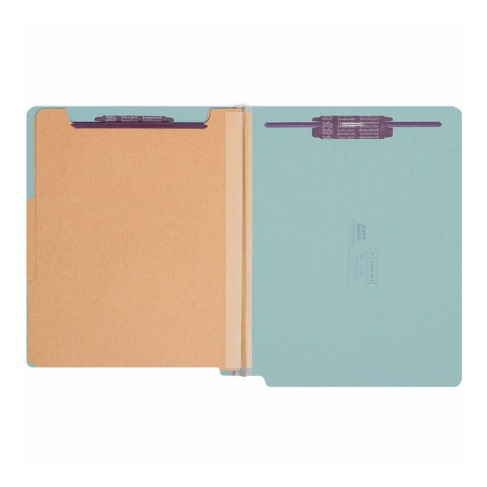Smead Straight Tab Cut Letter Recycled Classification Folder - 8 1/2" x 11" - 2" Expansion - 2 x 2S Fastener - 2" for Folder - End Tab Location - 2 Divider - 25 pt. - Pressboard - Blue - 100% Recycled. Picture 5