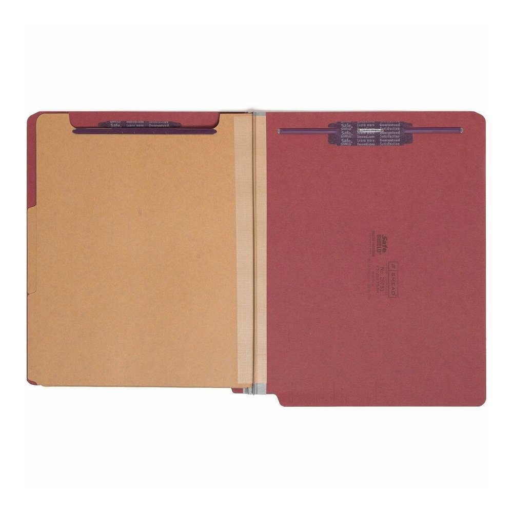 Smead Straight Tab Cut Letter Recycled Classification Folder - 8 1/2" x 11" - 2" Expansion - 2 x 2S Fastener - 2" for Folder - End Tab Location - 2 Divider - 25 pt. - Pressboard - Bright Red - 100% Re. Picture 5