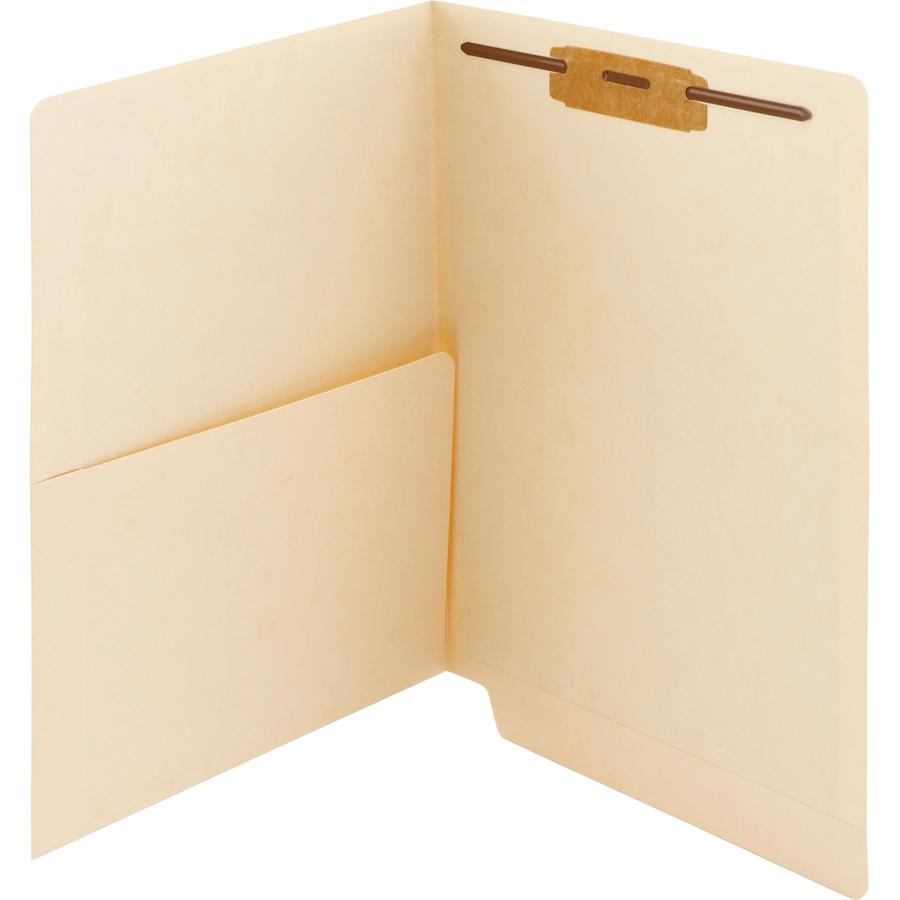 Smead Straight Tab Cut Letter Recycled Fastener Folder - 8 1/2" x 11" - 3/4" Expansion - 1 x 2B Fastener(s) - 2" Fastener Capacity for Folder - 1 Inside Front Pocket(s) - Manila - 10% Recycled - 50 / . Picture 6