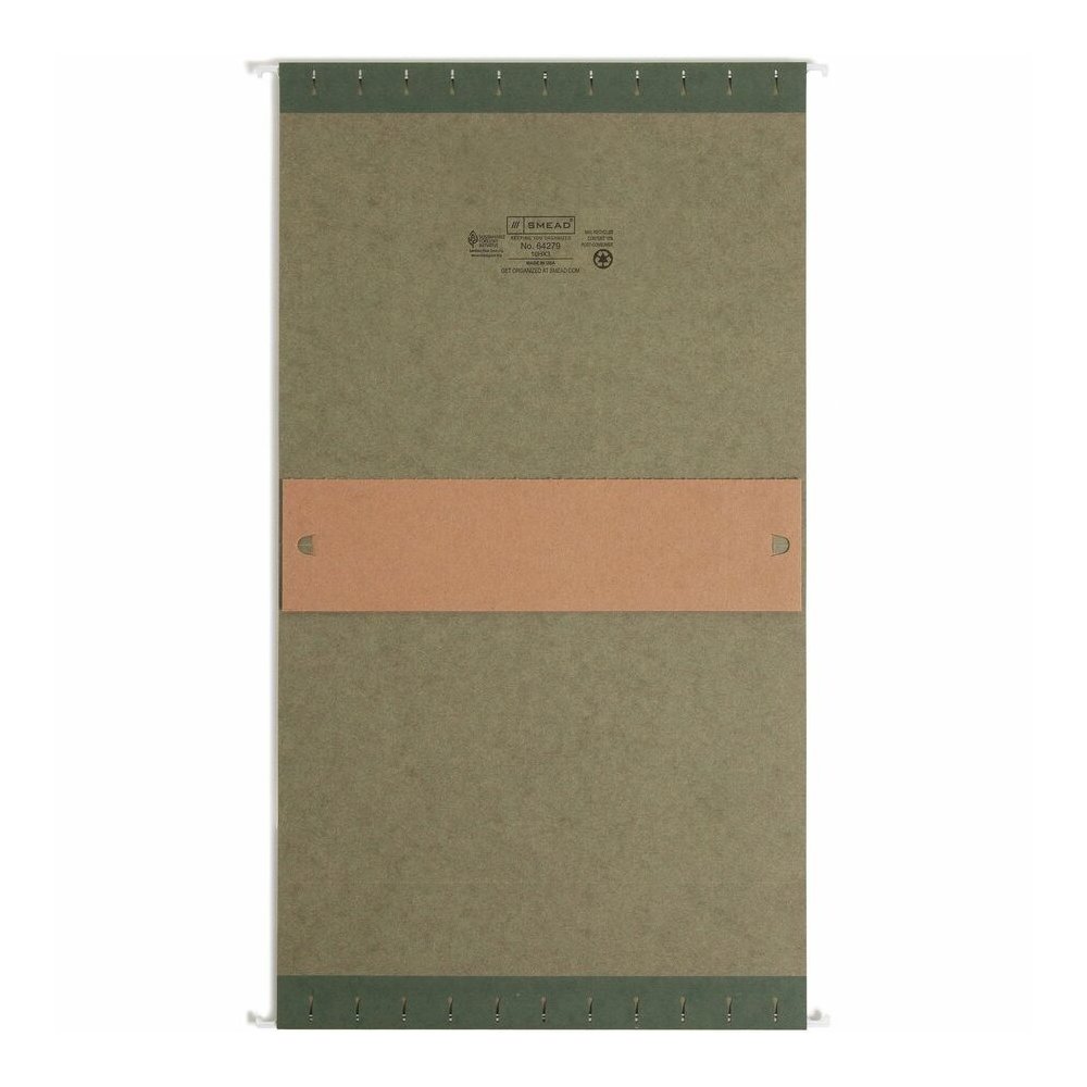 Smead Letter Recycled Hanging Folder - 8 1/2" x 11" - 3" Expansion - 11 pt. - Pressboard - Standard Green - Reinforced Base - 10% Recycled - 25 / Box. Picture 8
