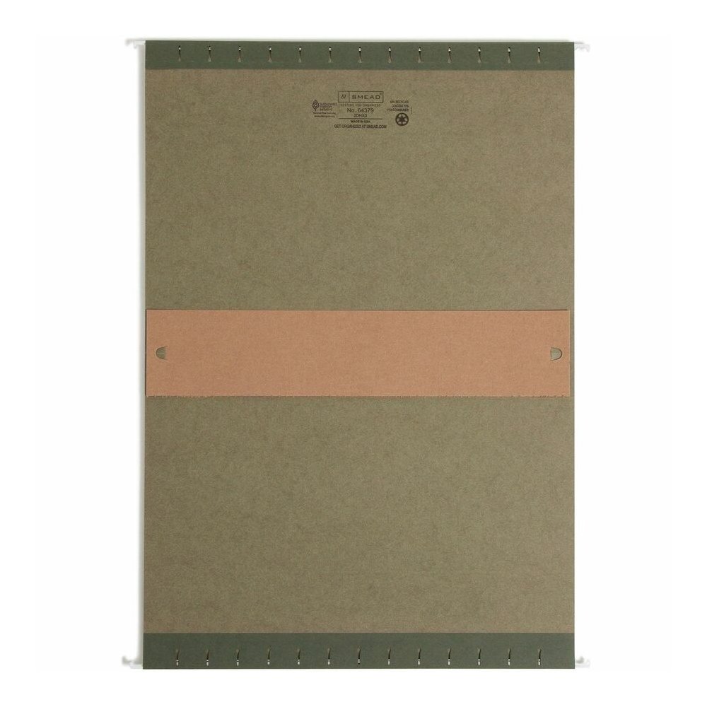 Smead Legal Yes Hanging Folder - 8 1/2" x 14" - 3" Expansion - 11 pt. - Standard Green - Reinforced Base - 10% Recycled - 25 / Box. Picture 8
