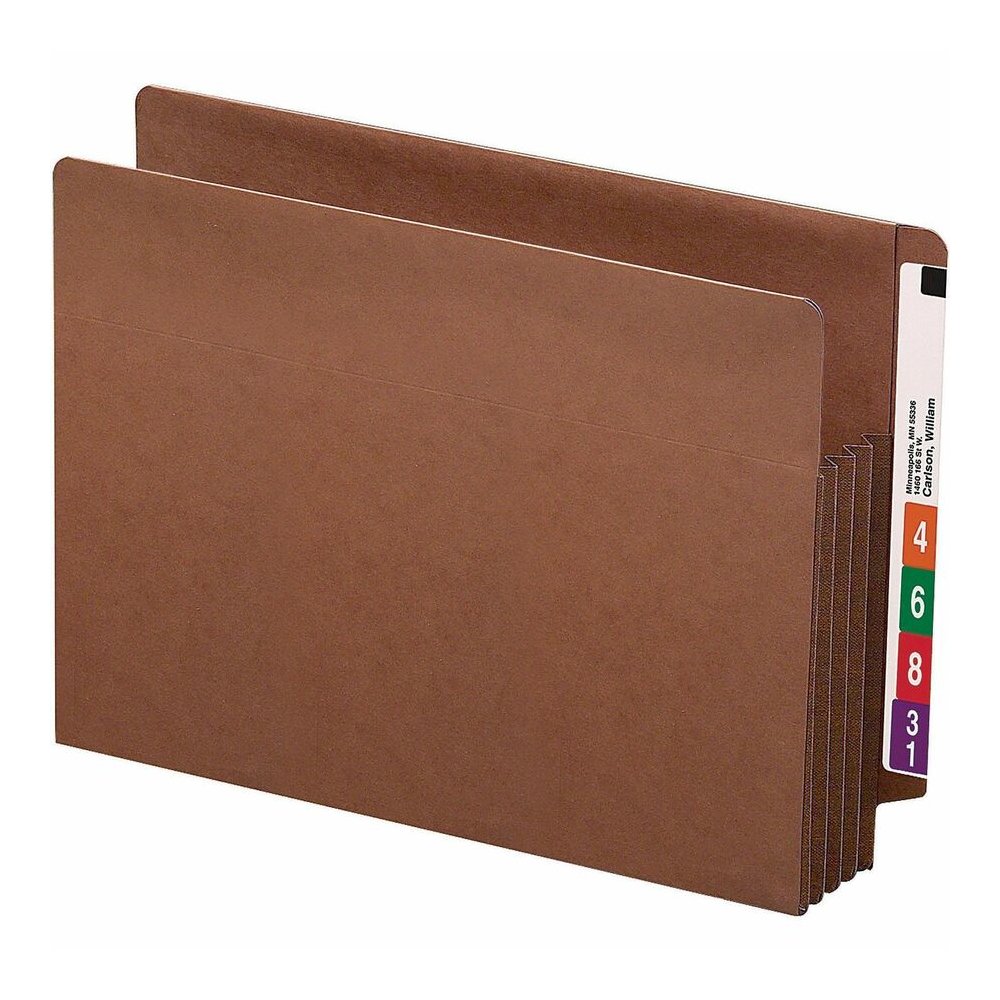 Smead TUFF Straight Tab Cut Letter Recycled File Pocket - 8 1/2" x 11" - 3 1/2" Expansion - 2 Plys - Redrope - Rip Resistant, Tear Resistant, Reinforced Tab, Heavyweight Cover - 30% Recycled - 10 / Bo. Picture 7